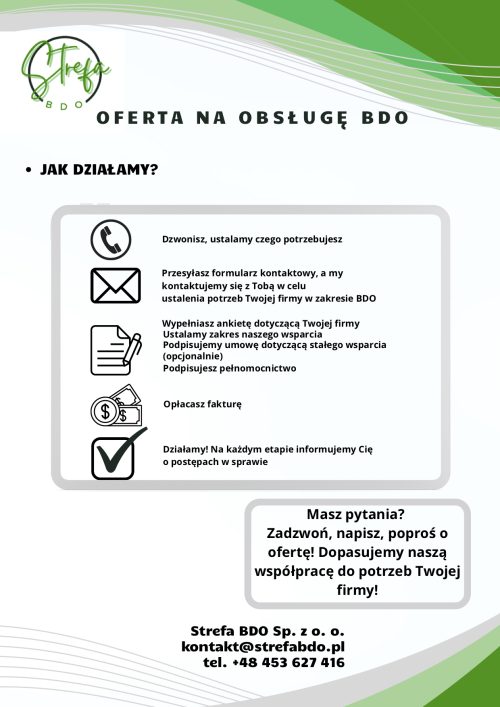 Oferta na obsługę BDO